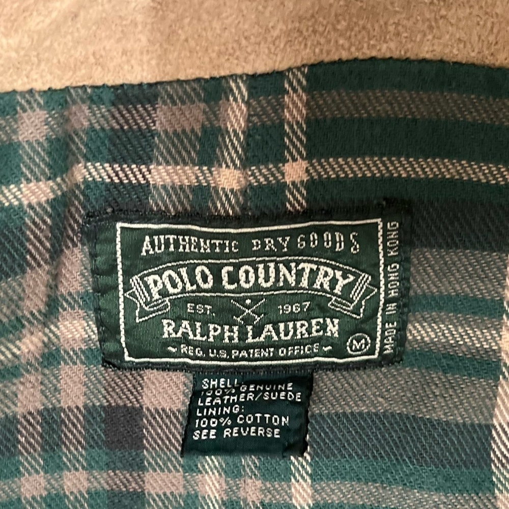 Ralph Lauren Polo Country Suede Flannel Jacket M Vintage 90s Hunting Field Coat - Picture 2 of 16